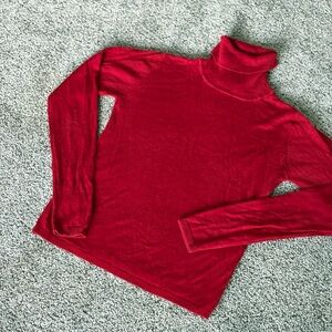 Vintage 90s 100% Silk Red Turtleneck Sweater
